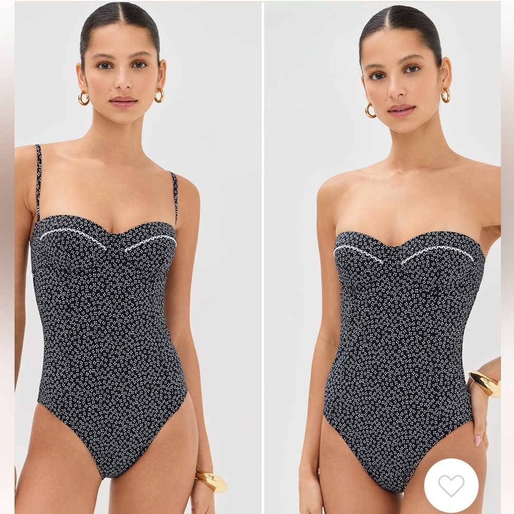NEW SOLD OUT - STAUD Maeve One Piece Black Woodblock Ditsy Floral Large